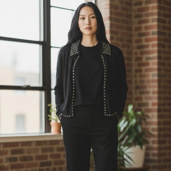 Claudia D Jackets & Blazers - Claudia D Large Beaded Cardigan In Black